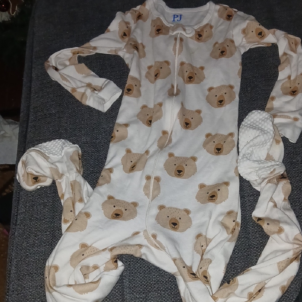 Adorable Bear Print Kids Footie Pajama